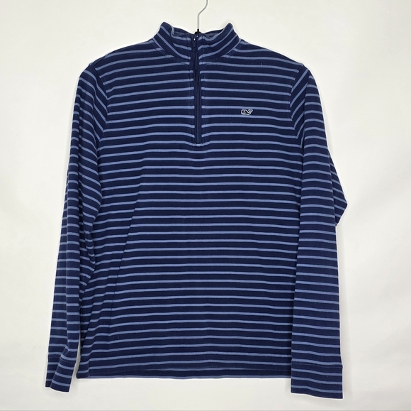 Vineyard Vines Striped 1/4 Zip Top Size XL Cotton Long Sleeve Logo Preppy Shirt - Picture 1 of 11